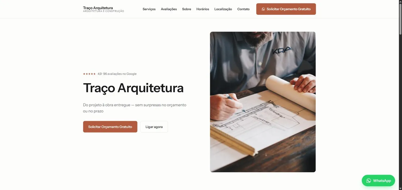 Prévia do site demo Traço Arquitetura