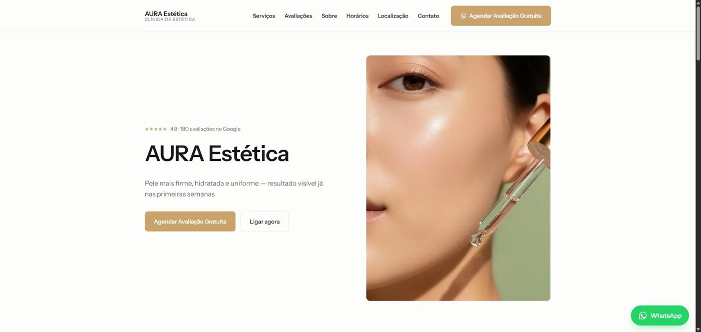 Prévia do site demo AURA Estética